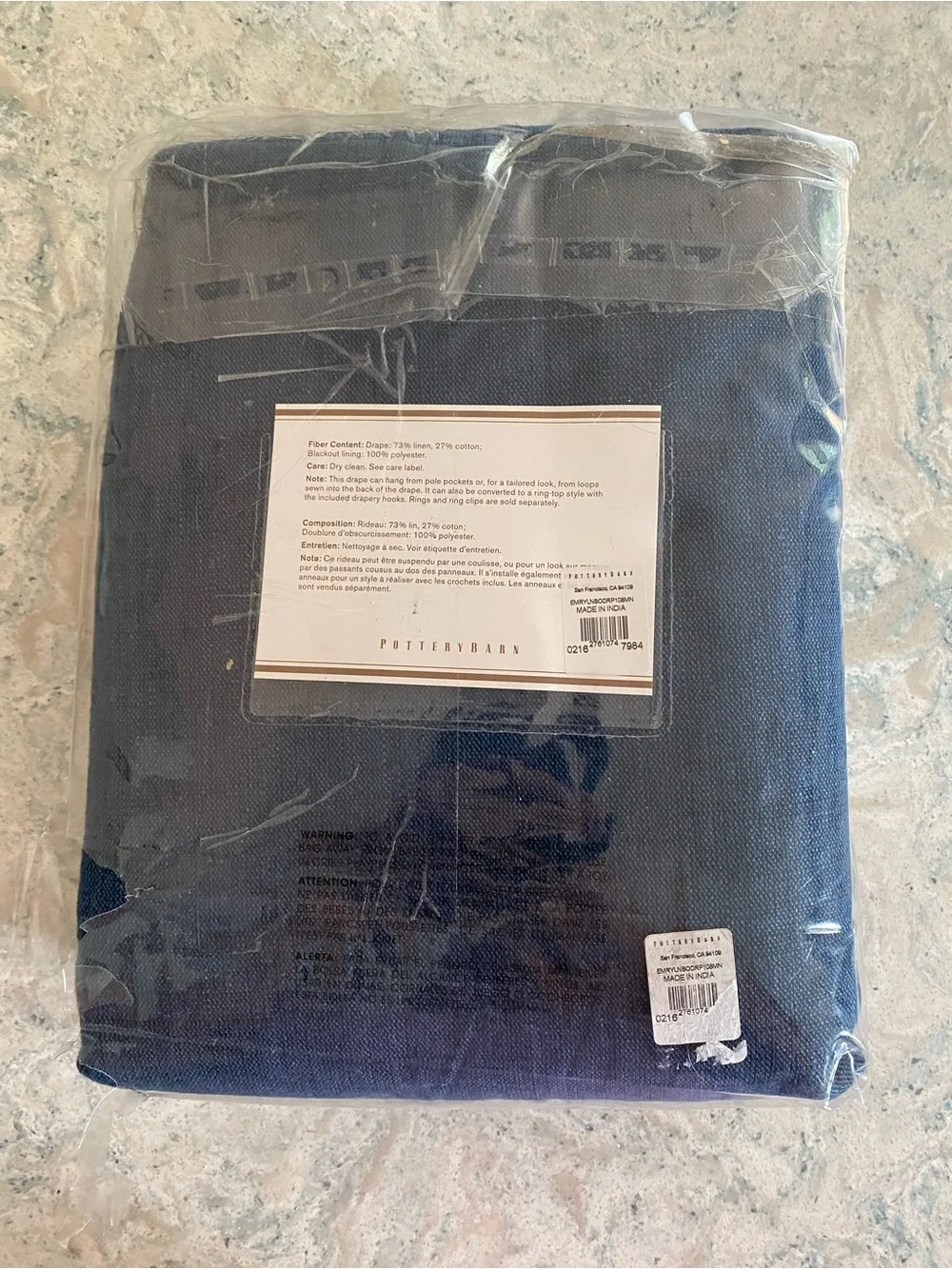 Pottery Barn Emery Navy Panel Blue